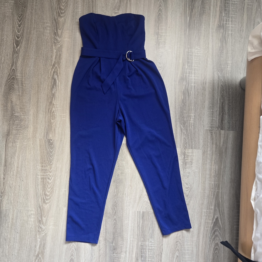 Elegant Blue Strapless Jumpsuit